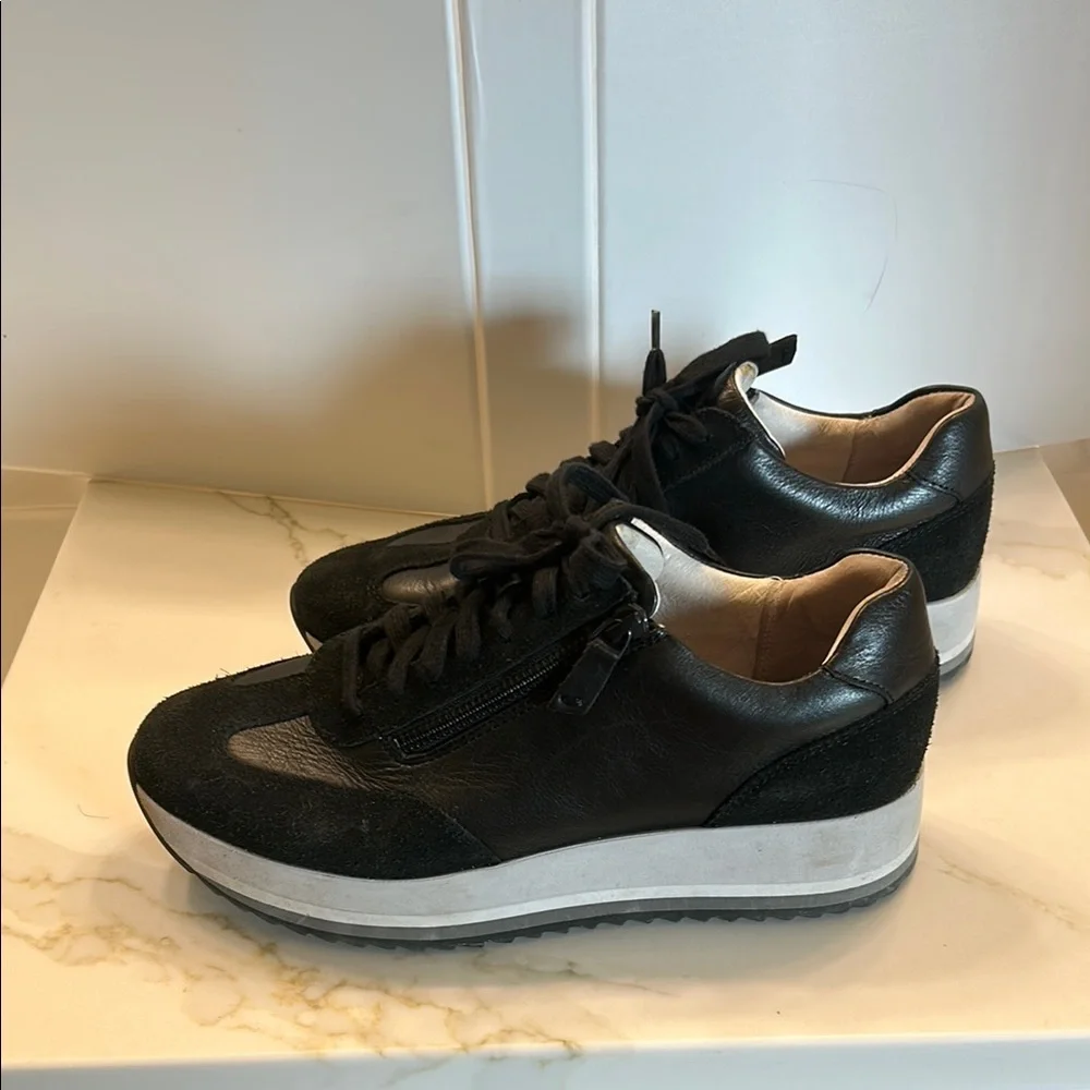 Johnston & Murphy Black Suede and Leather Lace-Up Sneakers